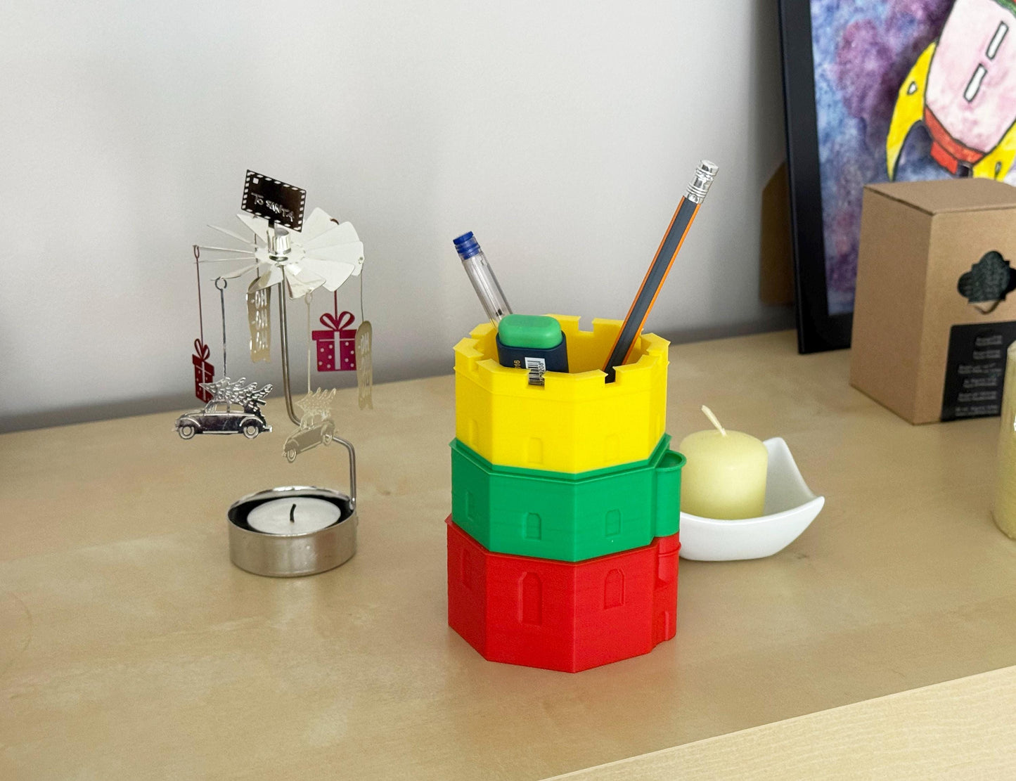 Gediminas Tower Pen Holder – Vilnius Lithuania Souvenir – 3D Printed Desk Organizer