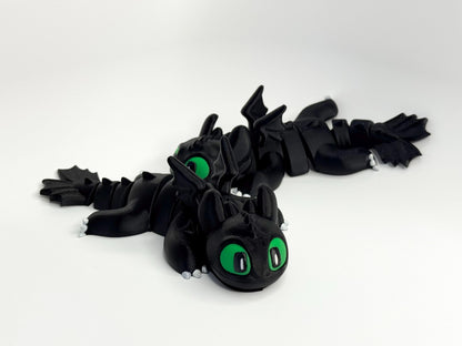 Articulated Black Dragon 3D Printed | Flexy Dragon | Dragon Accessory | Shelf Decoration