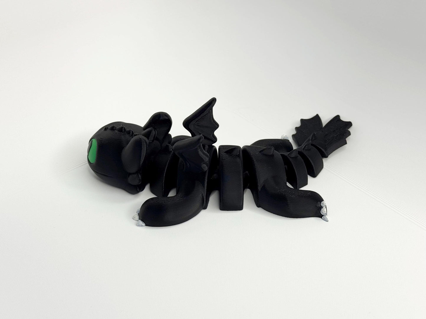 Articulated Black Dragon 3D Printed | Flexy Dragon | Dragon Accessory | Shelf Decoration