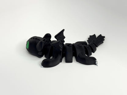 Articulated Black Dragon 3D Printed | Flexy Dragon | Dragon Accessory | Shelf Decoration