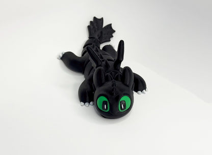 Articulated Black Dragon 3D Printed | Flexy Dragon | Dragon Accessory | Shelf Decoration