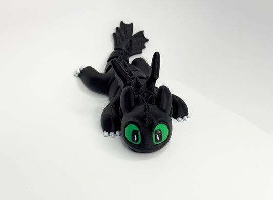 Articulated Black Dragon 3D Printed | Flexy Dragon | Dragon Accessory | Shelf Decoration