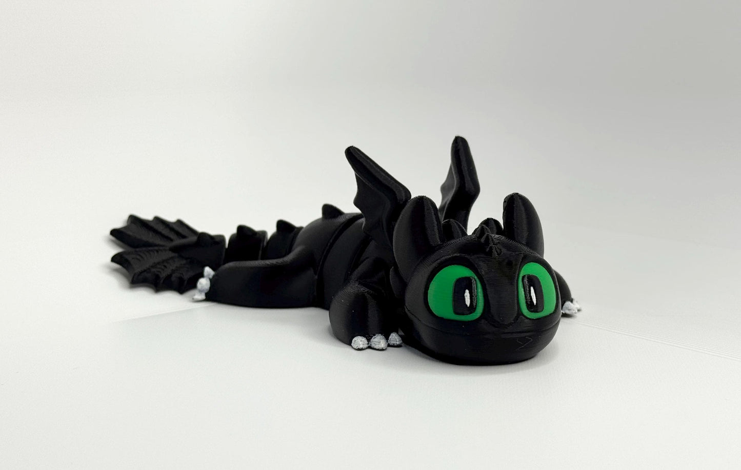 Articulated Black Dragon 3D Printed | Flexy Dragon | Dragon Accessory | Shelf Decoration