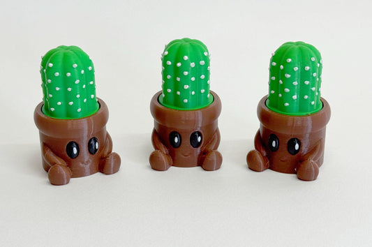 Cute Fidget Clicker Toy Set – Banana, Cactus & Coffee | 3D Printed Desk Toys | Spinner Toys for Stress Relief