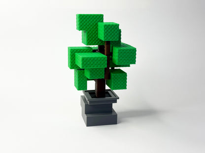 Pixelated Tree Decor – Block Style Tree in Pot, Gamer Gift