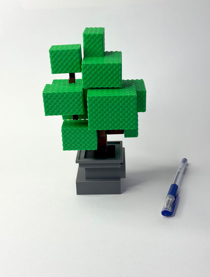 Pixelated Tree Decor – Block Style Tree in Pot, Gamer Gift