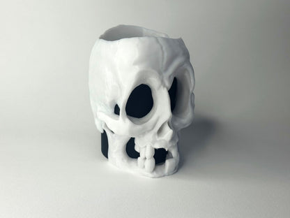 Cartoon Skull Pen Holder – 3D-Printed Desk Organizer, Halloween Pencil Cup, Creepy-Cute Gift for Office & Home