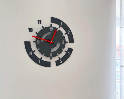 Modern Geometric Wall Clock - Custom Colors, Analog | 35 cm Diameter