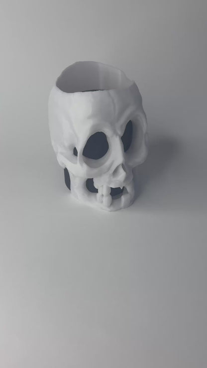 Cartoon Skull Pen Holder – 3D-Printed Desk Organizer, Halloween Pencil Cup, Creepy-Cute Gift for Office & Home