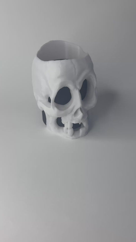 Cartoon Skull Pen Holder – 3D-Printed Desk Organizer, Halloween Pencil Cup, Creepy-Cute Gift for Office & Home